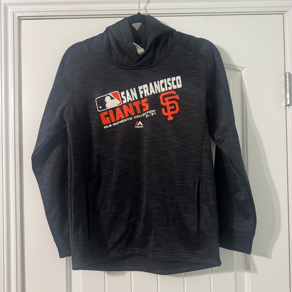 MAJESTIC WOMENS SIZE LARGE SF GIANTS HOODED SWEATSHIRT FLEECE LINED